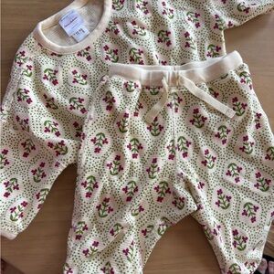 Hanna Andersson Cream and Purple Floral Baby Top